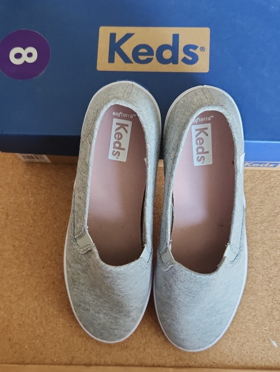Keds Shoes - Keds Women’s Slip-On Sneakers in Light Gray with Pink Insole